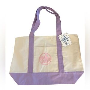 Trader Joe’s Cream and Lavender Canvas Large Tote